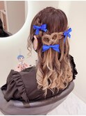 編み込みハートハーフアップ♪