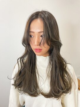  ロングレイヤー×オリーブベージュ