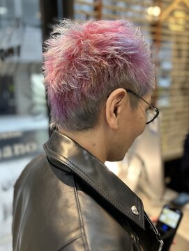 サロン ハナノ(Salon Hanano) メンズスパイキーショートホワイトピンクアクセントブルー