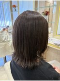 オリーブグレーショートレイヤーボブウルフカットハッシュカット