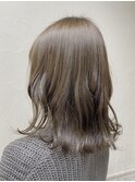 ブリーチなしオリーブベージュカラー ミディアムヘア渋谷momoko