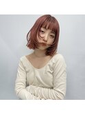ミニボブ/顔周りレイヤー/暖色系カラー/秋冬カラー