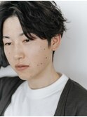 20、30代メンズ大人男子ハイライトセンターパートグレージュ