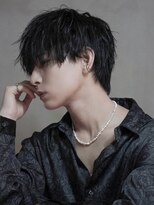ブルーグレージュアッシュブラック短髪マッシュ_ba522251