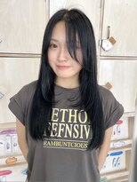 エルフ(elf)&nbsp;ブルーブラックロングウルフカットレイヤーカット美髪イメチェン