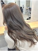 オリーブグレー暗めカラーレイヤーカット黒髪韓国ヘア髪質改善