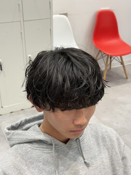 オーシャントーキョー 仙台(OCEAN TOKYO) シャドウパーマショートマッシュツーブロック韓国スパイラル黒髪