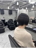 肩上ボブ大人可愛いボブひし形ボブアッシュベージュ