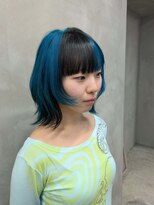 エント(ent)&nbsp;ブロックカラー＊ターコイズブルー＆ダークグレージュ