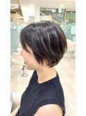 黒髪内巻きボブアッシュブラウンウルフミディアムパーマベージュ