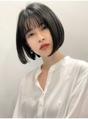 ワンレンボブ/ショートボブ/ボブヘア/黒髪ボブ