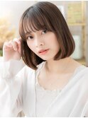 インナーカラー前下がり内巻きぱっつんボブa大宮20代30代40代