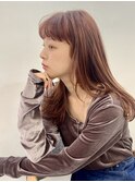 オン眉ロング*ロングヘア*前髪カット*ブリーチなしダブルカラー