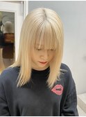 ダブルカラー外ハネボブインナーカラーハイライトケアブリーチ