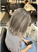 20代30代40代白髪ぼかしハイライト小顔ショートボブミニウルフ