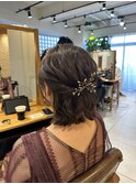 星華,黒髪,ボブルフ,ネビージュ,小顔,ワンレンd15