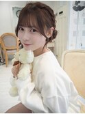 シースルーバングツインお団子ヘア