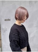 【ブリーチ2回】ベイビーピンクのマッシュボブ