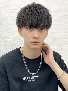 アーリー(Ali'i) ソフトツイストパーマ韓国マッシュブルーブラック刈り上げメンズ