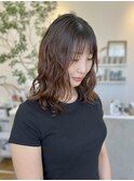 コテ巻き風ゆるパーマ
