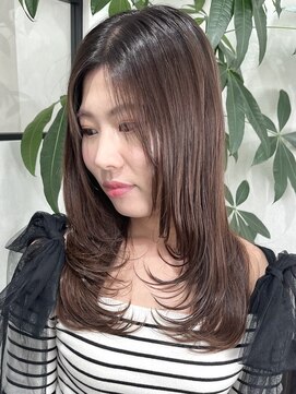 ベルヘアーデザイン 堺東(Belle hair Design) 韓国風顔周りレイヤーカットオリーブグレージュ堺東20代30代40代