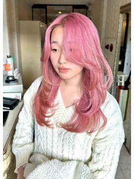 ヘアスタジオ アルス 御池店(hair Studio A.R.S) バレイヤージュくびれヘアハイライトカラーミルクティーベージュ
