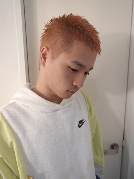 レコ 渋谷(LECO) オレンジ×ベージュのデザイン坊主