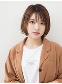 大人可愛い切りっぱなしひし形レイヤーマロンベージュ夏カラー