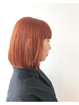 ヘアメイク オブジェ(hair make objet) 韓国アイドルスタイル　ハイトーンオレンジ