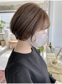 大人ショートボブ丸みショートカット前髪あり