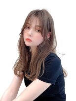 ロングレイヤーグレージュカラー透明感ベージュ20代30代40代銀座