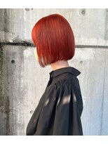 ニコフクオカヘアーメイク(NIKO Fukuoka Hair Make)&nbsp;切りっぱなしボブ/オレンジカラー/オレンジベージュ