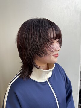 エアー 青山(AIR) ダークレッド/ウルフカット/顔周りレイヤー/暖色カラー