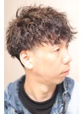 ３０代40代ツイストスパイラルパーマツーブロックマッシュ