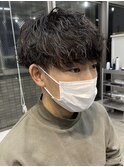難波ツイストパーマメンズスパイラルパーマフェザーショート色気
