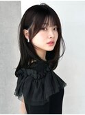 韓国ヘアレイヤーカット薄め前髪顔周りロングレイヤー