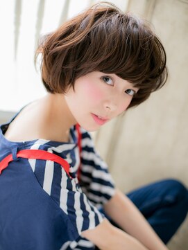 ココアブラウン丸みマッシュパーマa小山20代30代40代