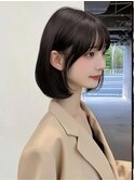 ボブ 顔周りレイヤー 小顔カット ダークブラウンカラー