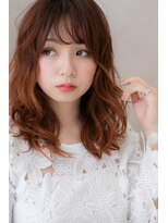 カバーヘア イヴ 戸頭店(COVER HAIR EVE) チェリーピンクx無造作パーマの小顔セミディZ戸頭10代20代30代