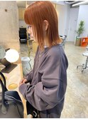 オレンジベージュのボブウルフ