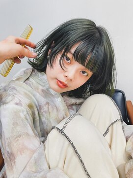 テトヘアー(teto hair) ボブウルフデザインカラーオリーブカラーカーキカラーグリーン