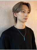 【韓国ヘア】メンズウルフセンター分け×ミルクティーベージュ