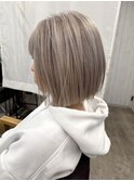 ホワイトベージュ10代20代30代40代50代ブリーチダブルカラーボブ