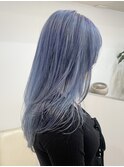 !ダブルカラーハイトーンブルーシルバーブルベ寒色#原宿