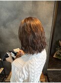ブリーチなしヘーゼルベージュ×ボブパーマ