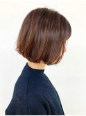 ワンカールボブ/ショートボブ/ツヤ髪/並行ボブ/ベージュブラウン