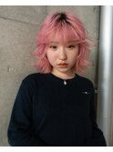 ペールピンク/ピンクカラー/ケアブリーチ/ボブ/ダブルカラー/