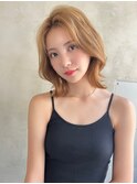 mowen×ライトベージュ×ロブ×くびれヘアー