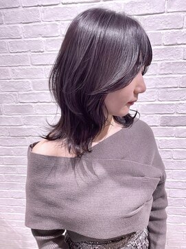 エイム(A-im) くびれミディアム×暗艶髪ラベンダーグレージュ ブリーチなし