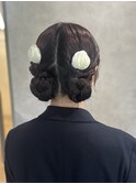 アプリコットオレンジ/くびれヘア/ウェーブショート［新潟］